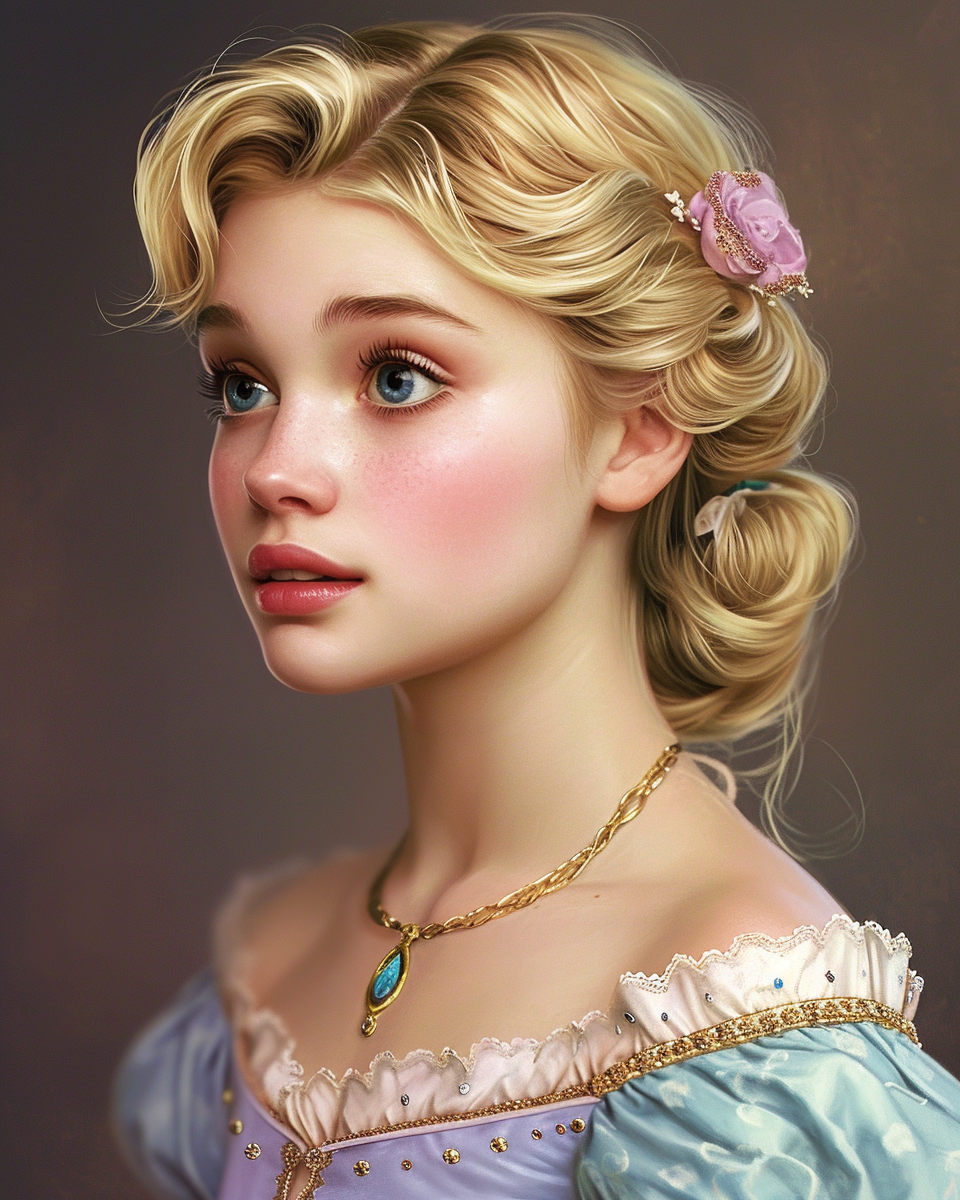 Beautiful blonde princess Cinderella Disney style