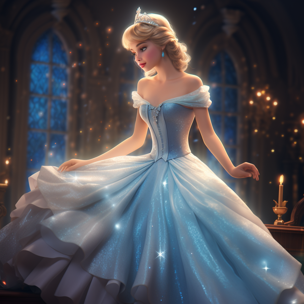 Disney princess Cinderella holding her hair