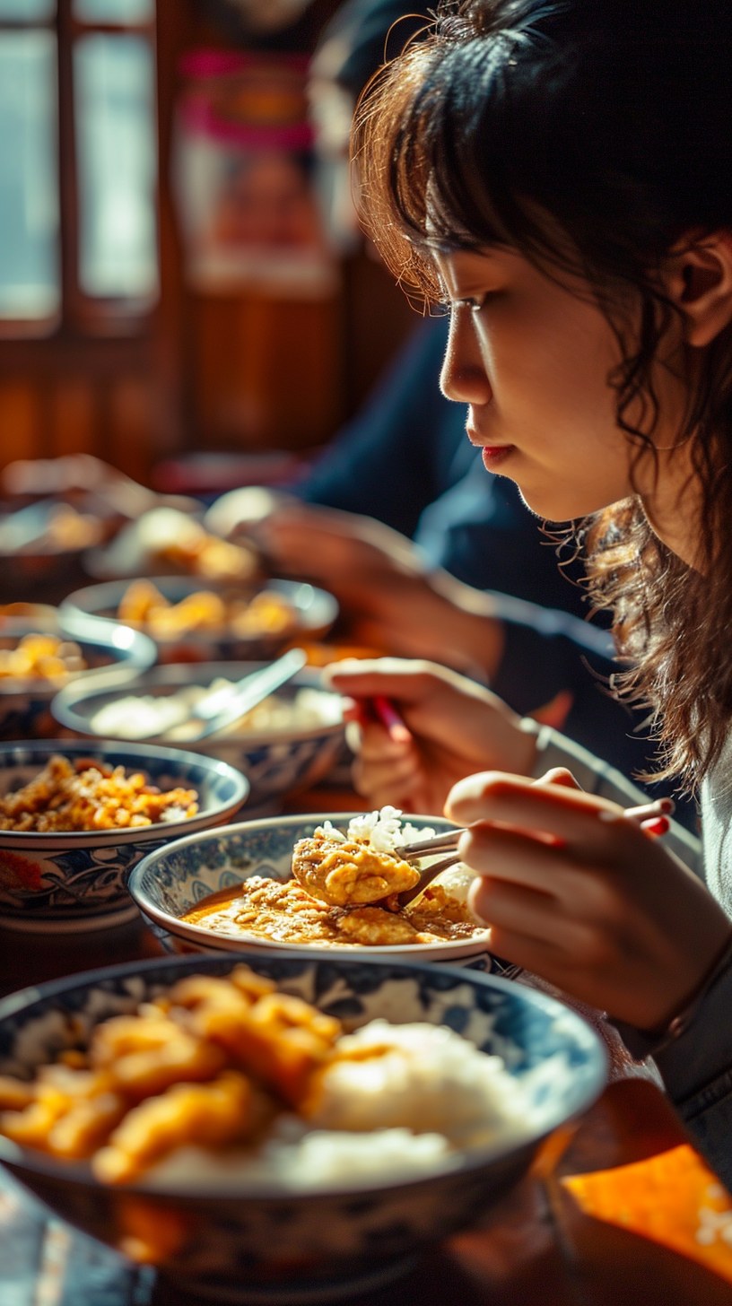 Stunning portrait of people enjoying food