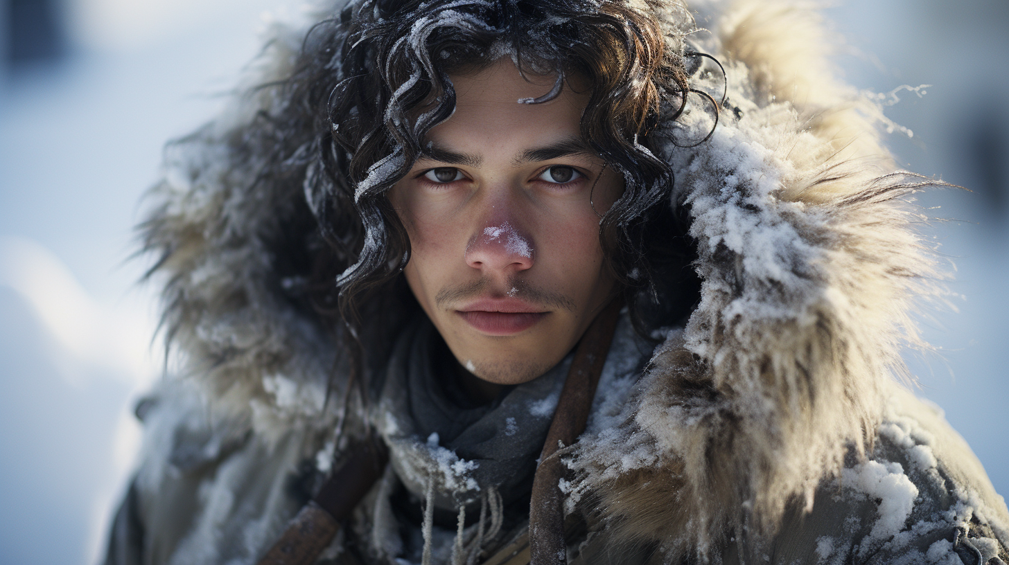 Detailed Eskimo in Snowpunk Winter Scene