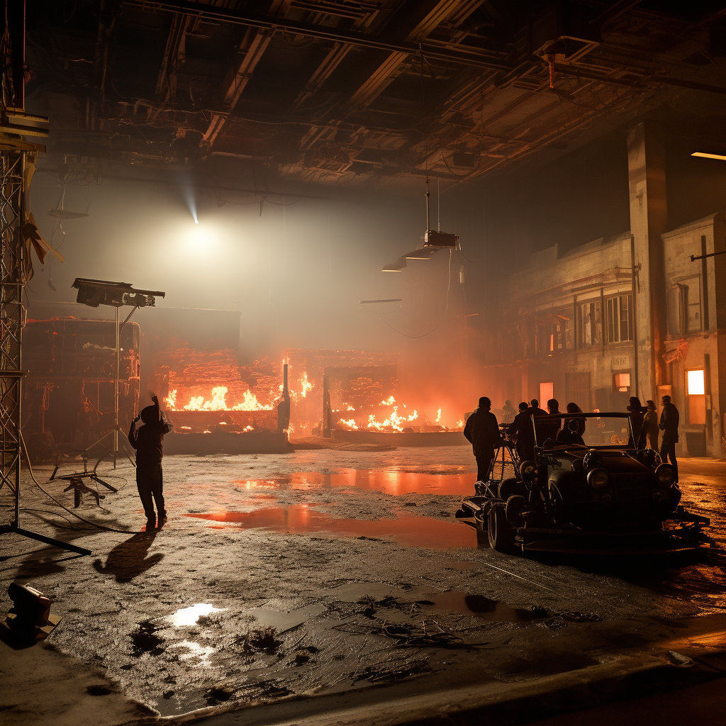 Cinematic film set shot by Roger Deakins