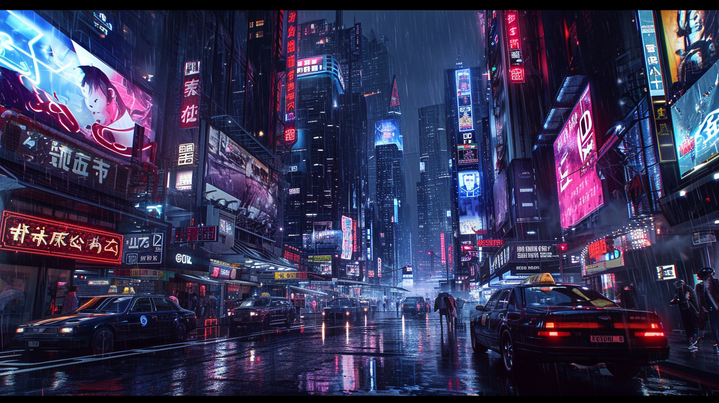 Night city cyberpunk photo