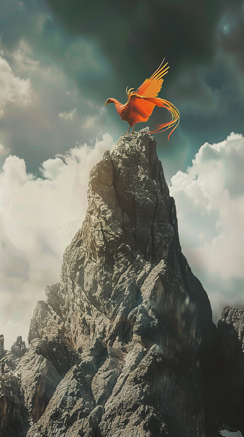 majestic phoenix perched mountain