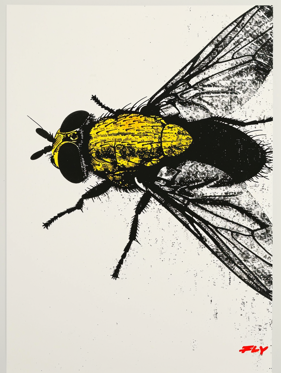 Cinematic Portrait Lithograph Yellow Fly Geoglyph