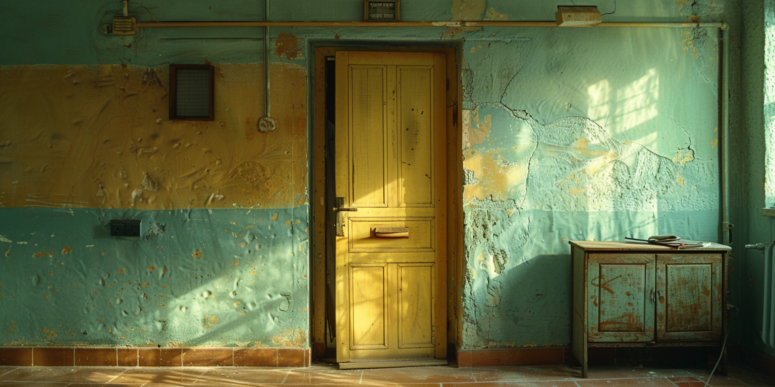 open apartment door in Europe