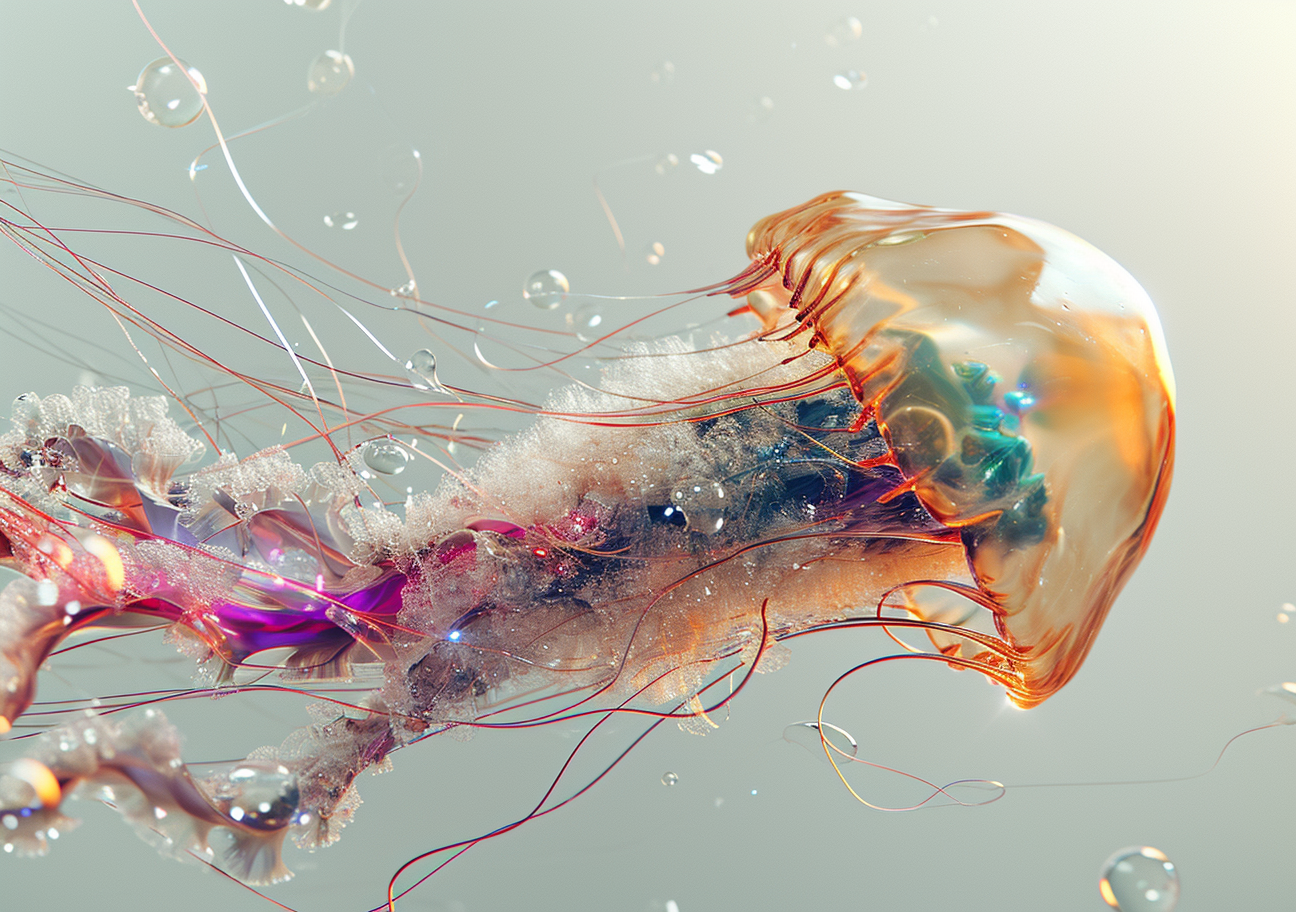 Cinematic Style Jellyfish Marble Textures Fluid Forms