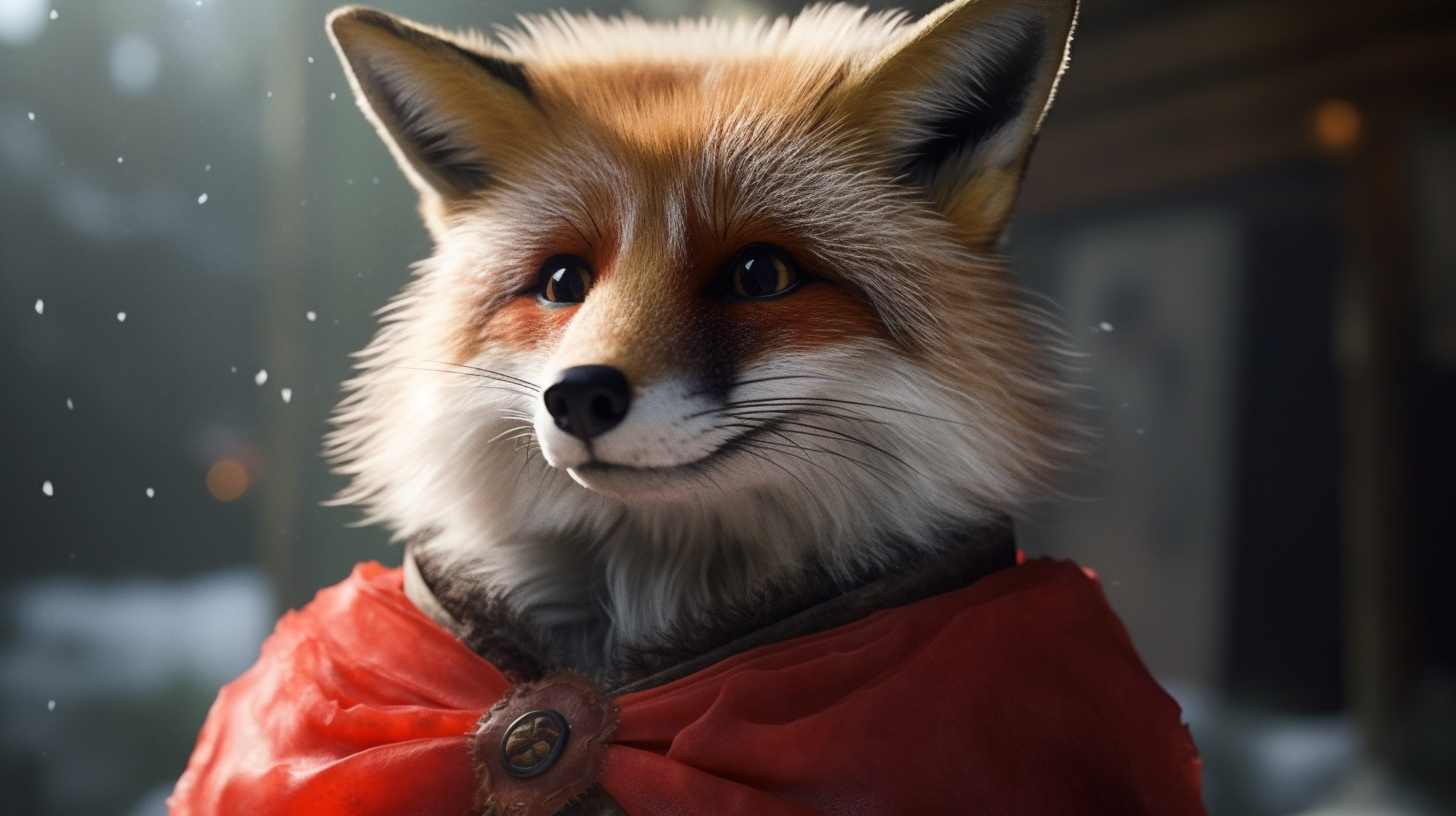 Cinematic superhero red fox in action