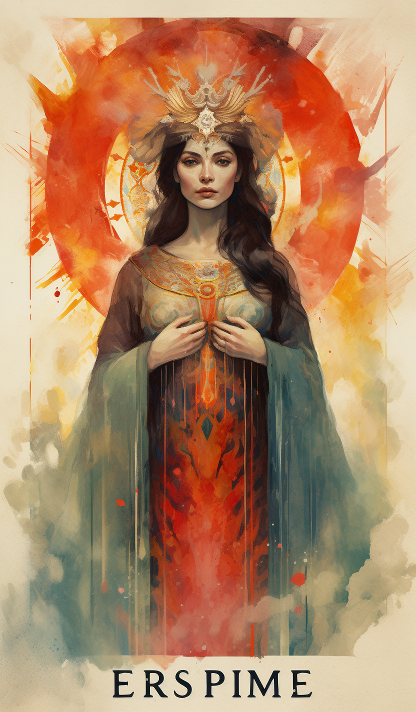 Cinematic watercolor tarot card - The Empress