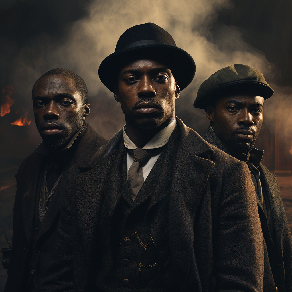 Three black men featured on cinematic poster