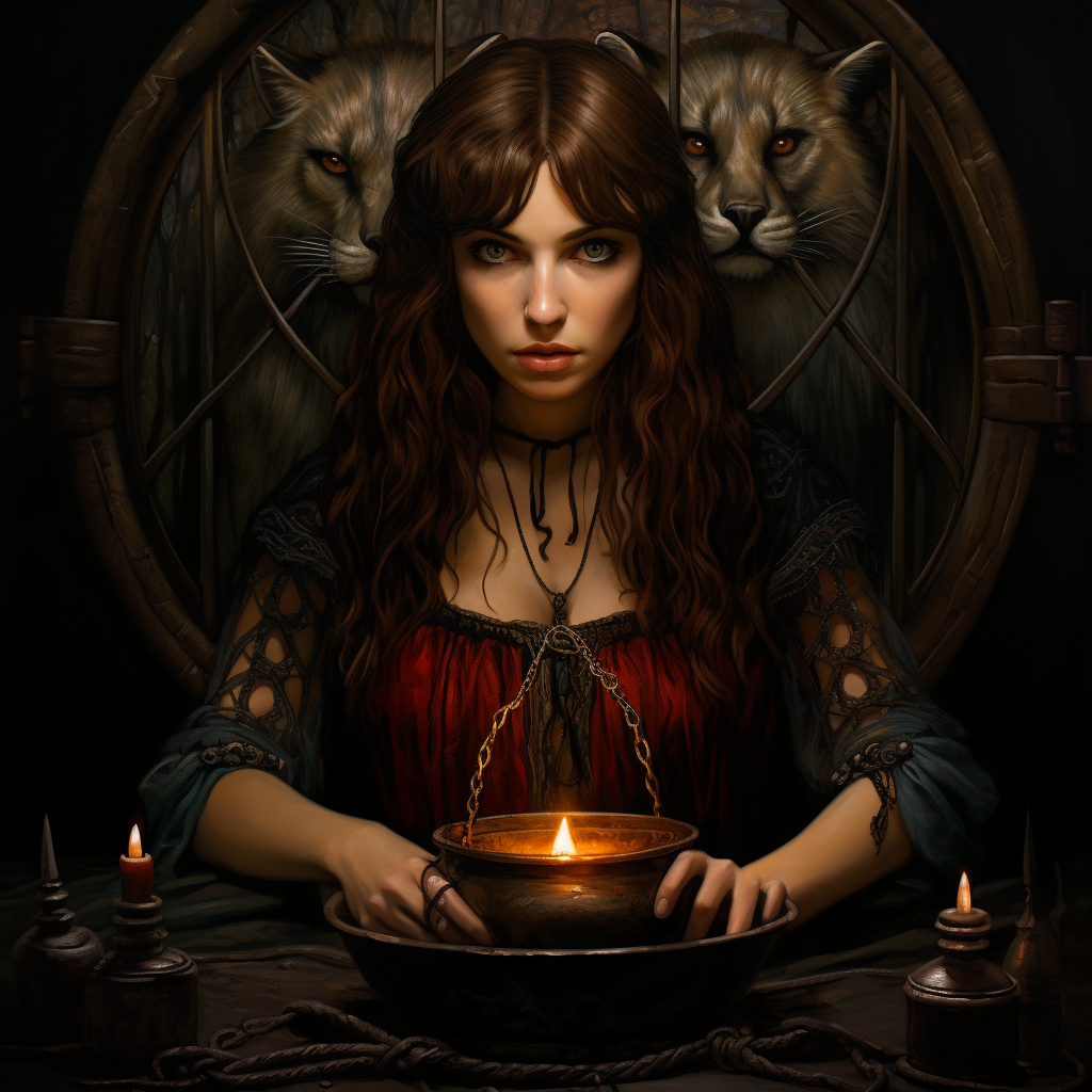 Circe Invidiosa artwork in Waterhouse style