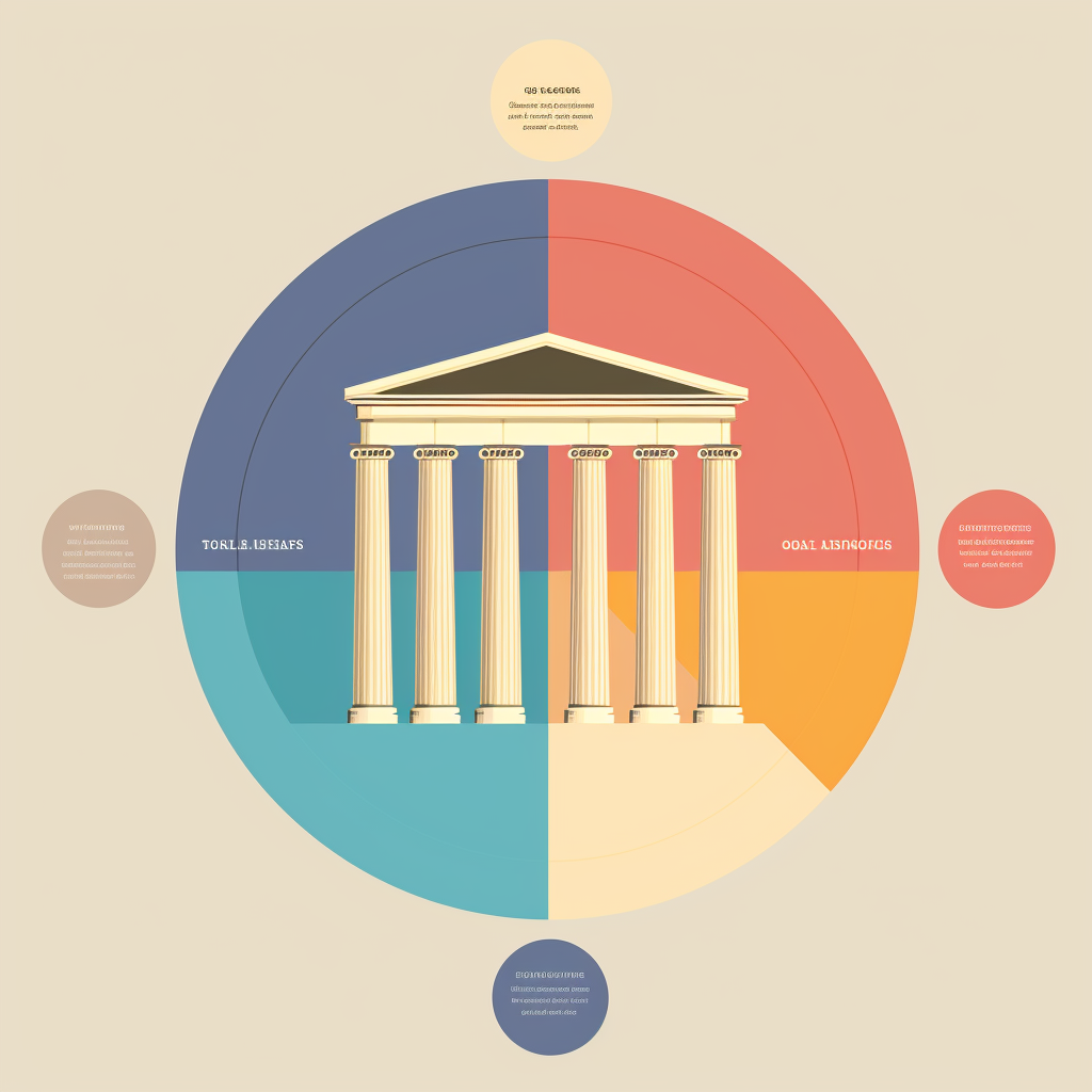 Illustration of Circle Infographic with Three Pillars