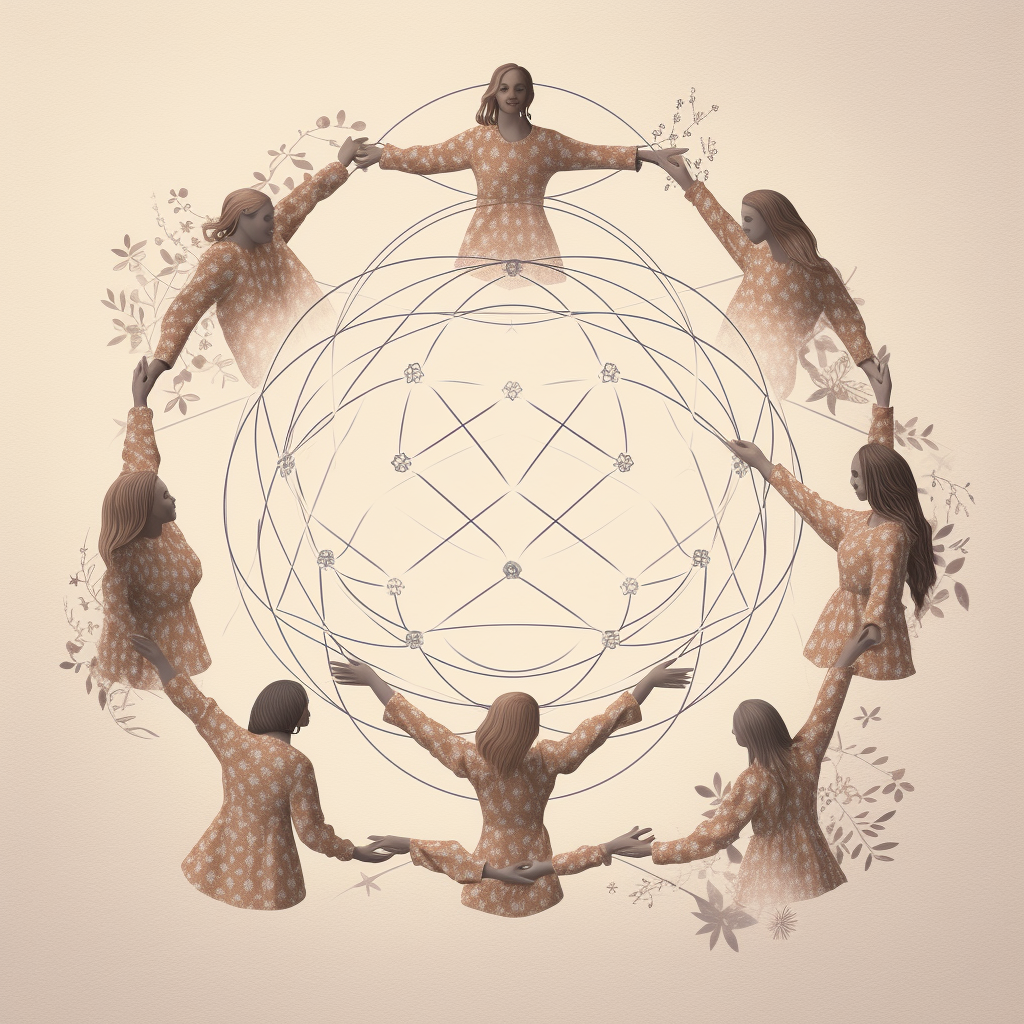 Circle of Women Holding Hands around Earth