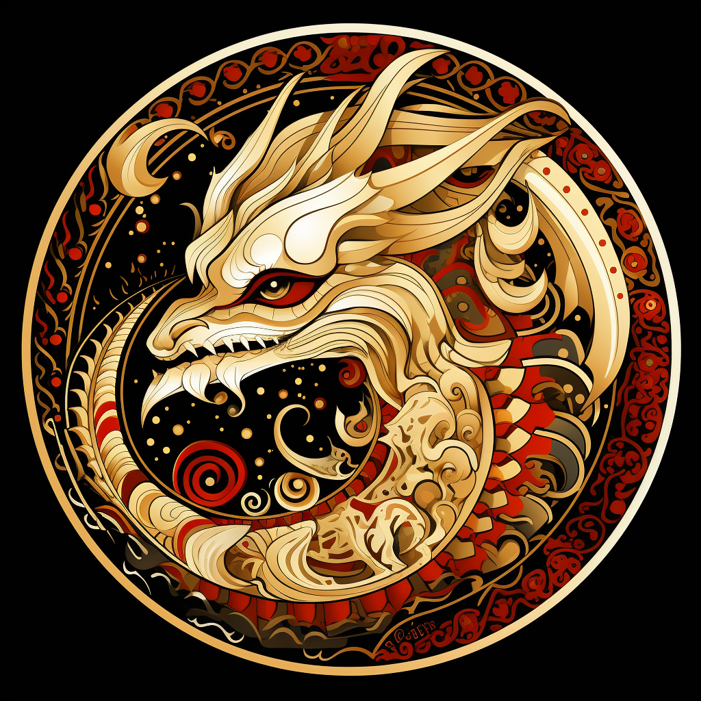 Circular Design Ded Moroz Black Dragon