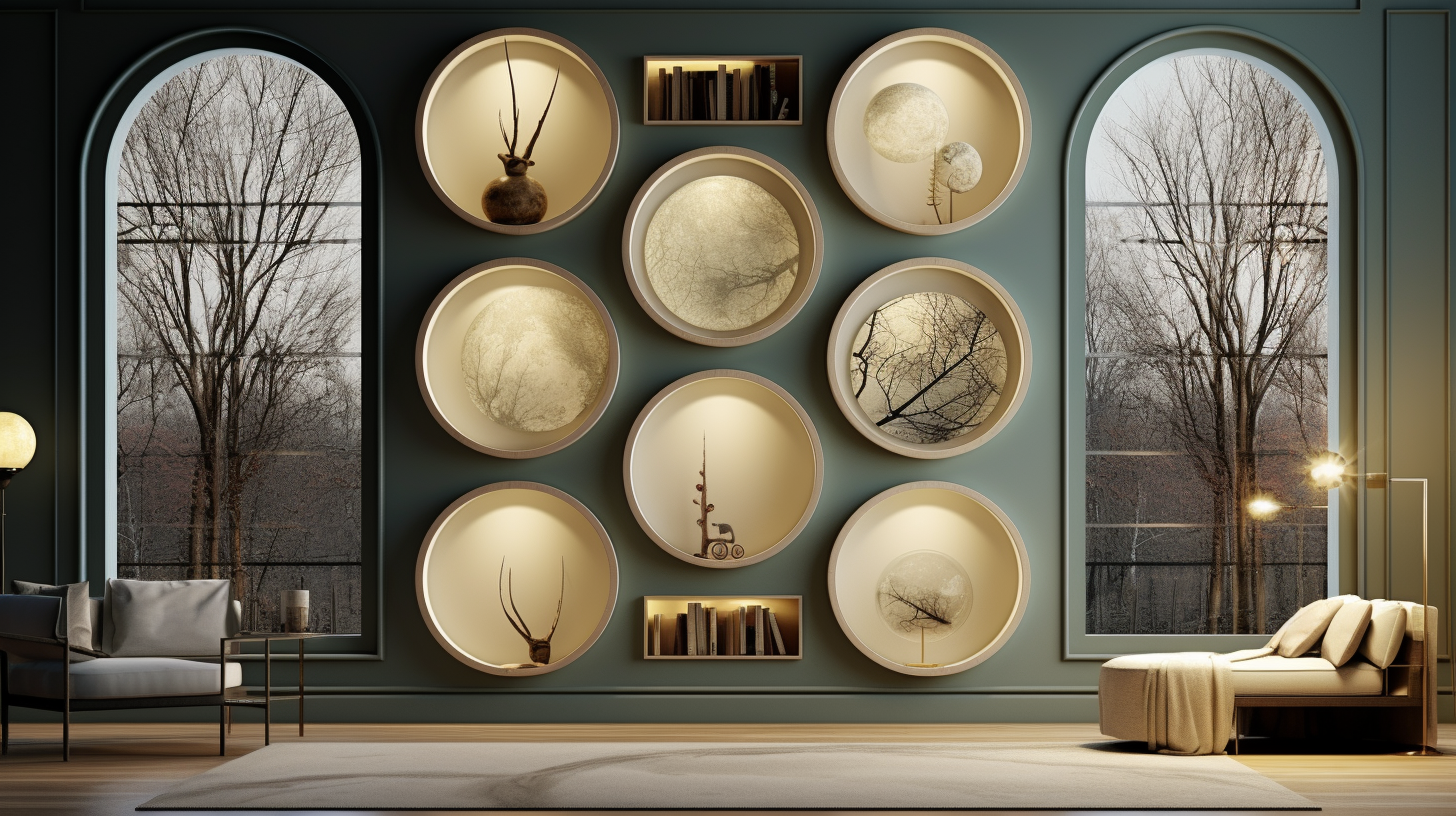 Circular frame wall with frames