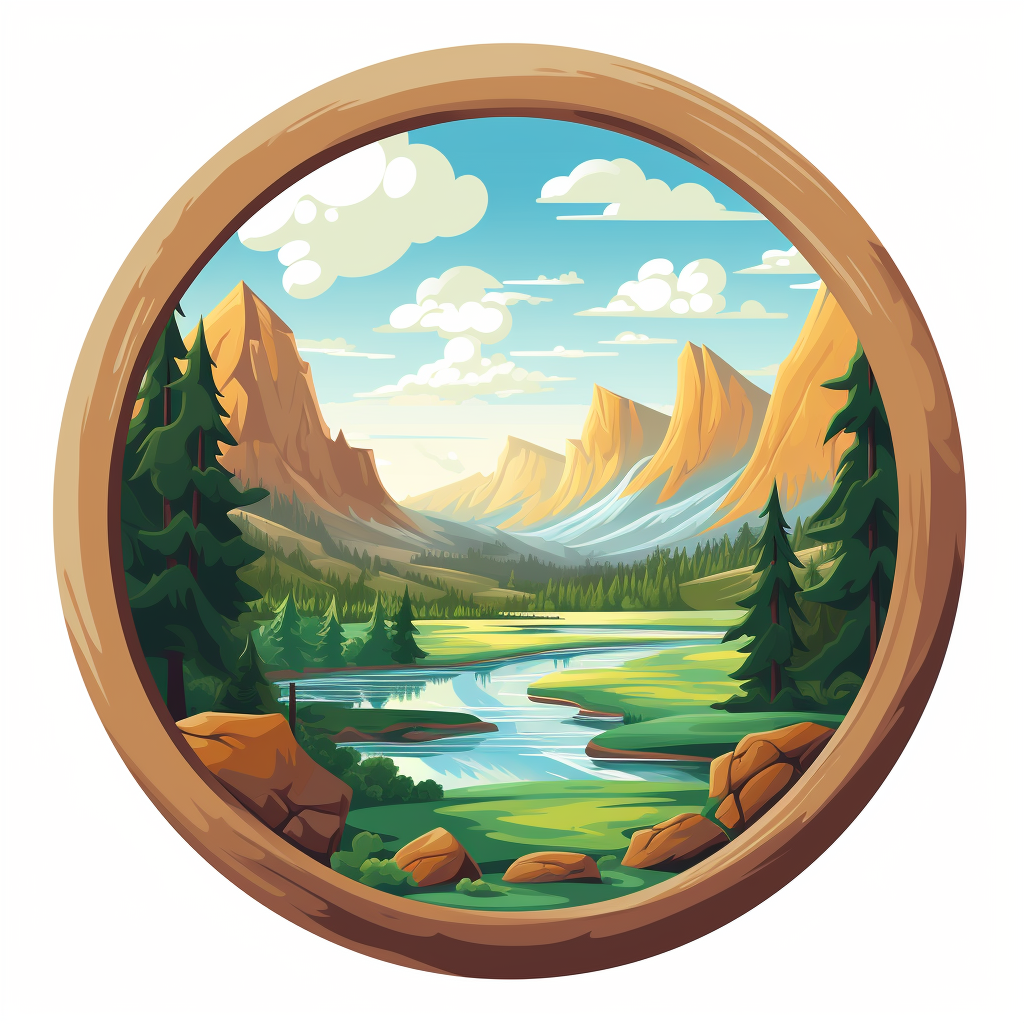 Beautiful flat design circular landscape window