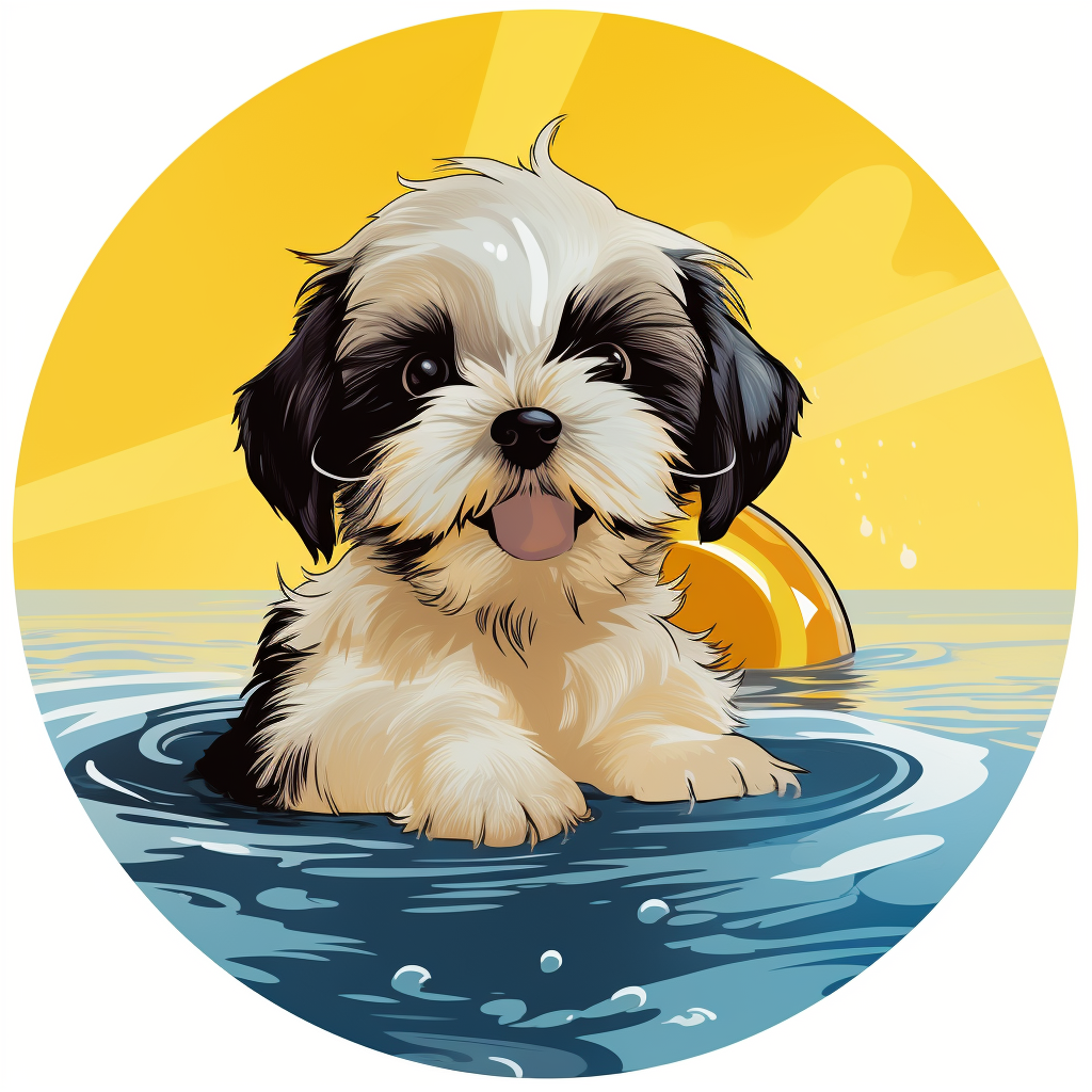 Cute Shih Tzu Puppy with Rubber Duck