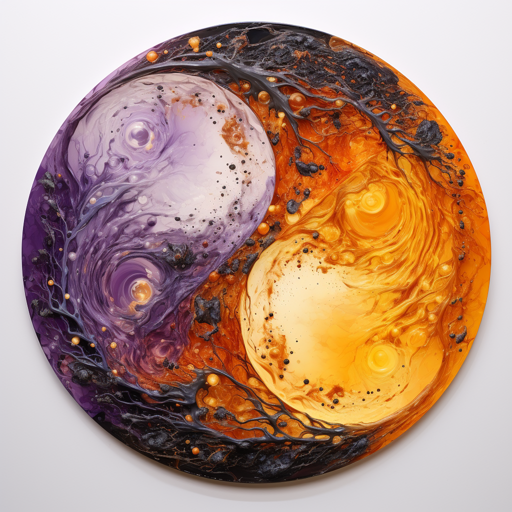 Circular Yin Yang in Amber and Lavender