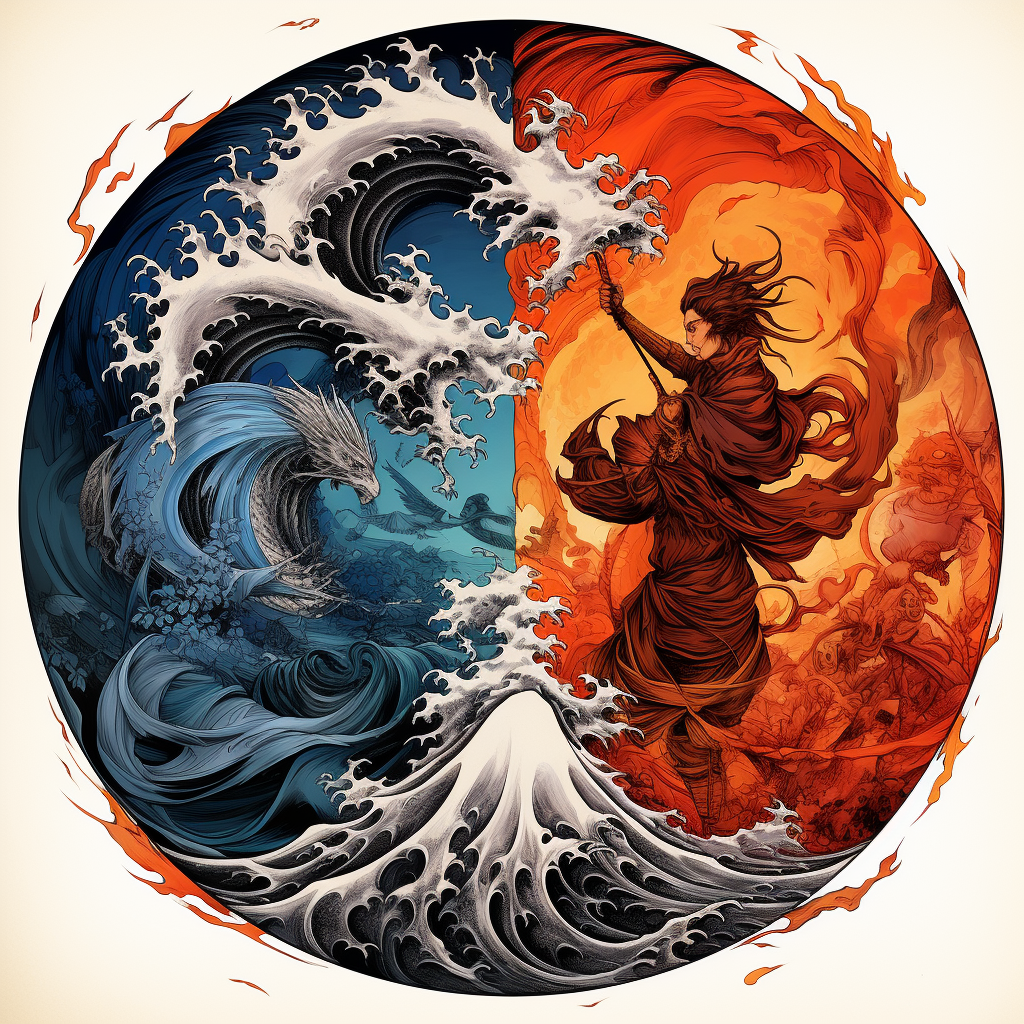 Circular Yin Yang of Samurais