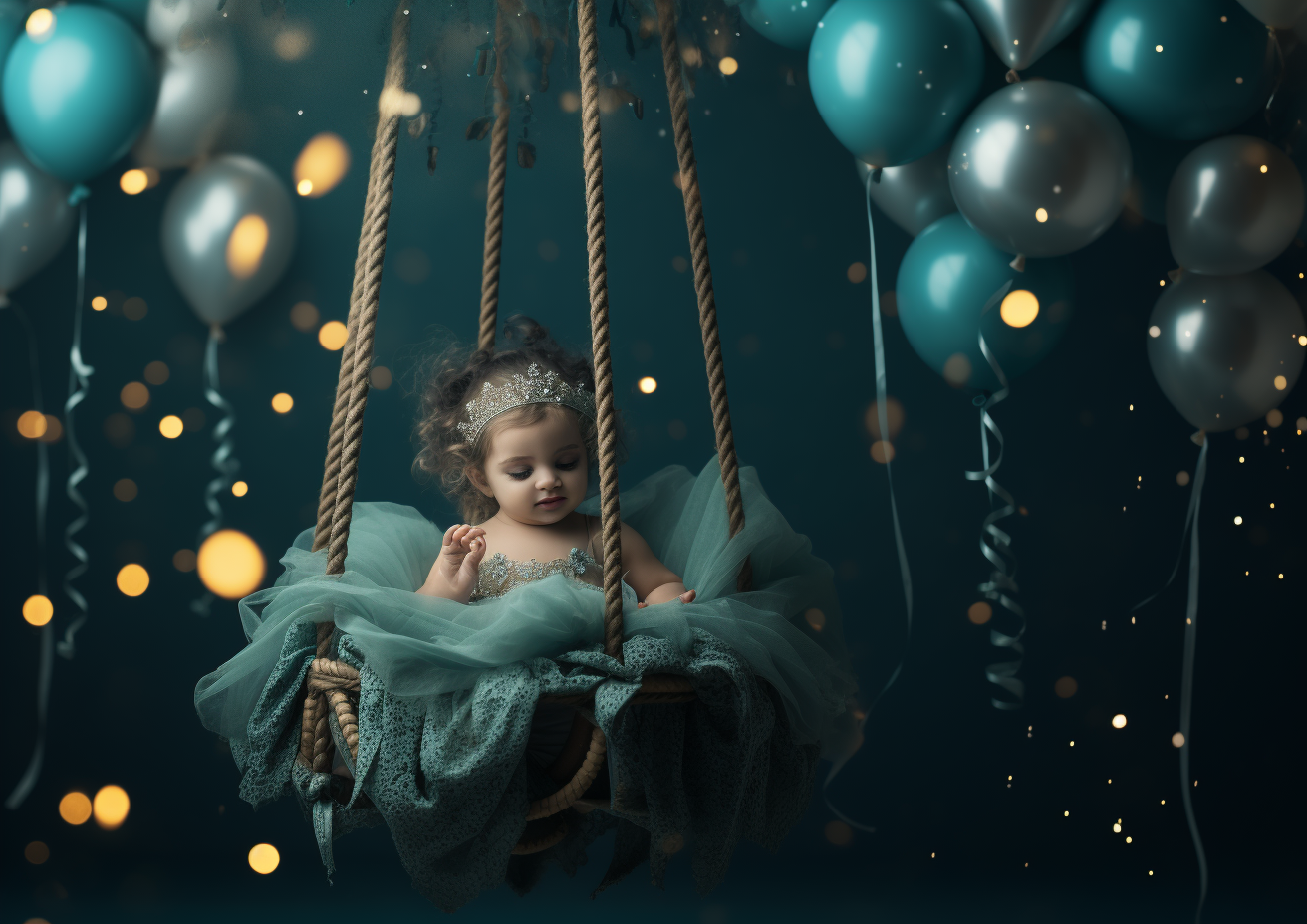 Teal Circus Swing Newborn Gothic Dreamy Realistic