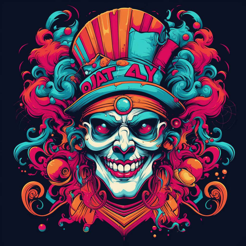 Colorful circus clown in Daly-style tshirt design