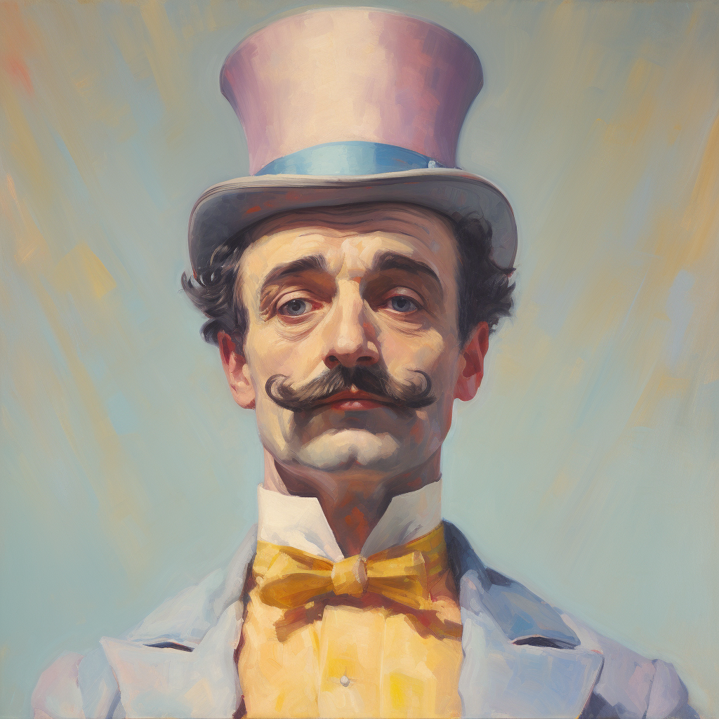 Colorful circus conductor oil painting