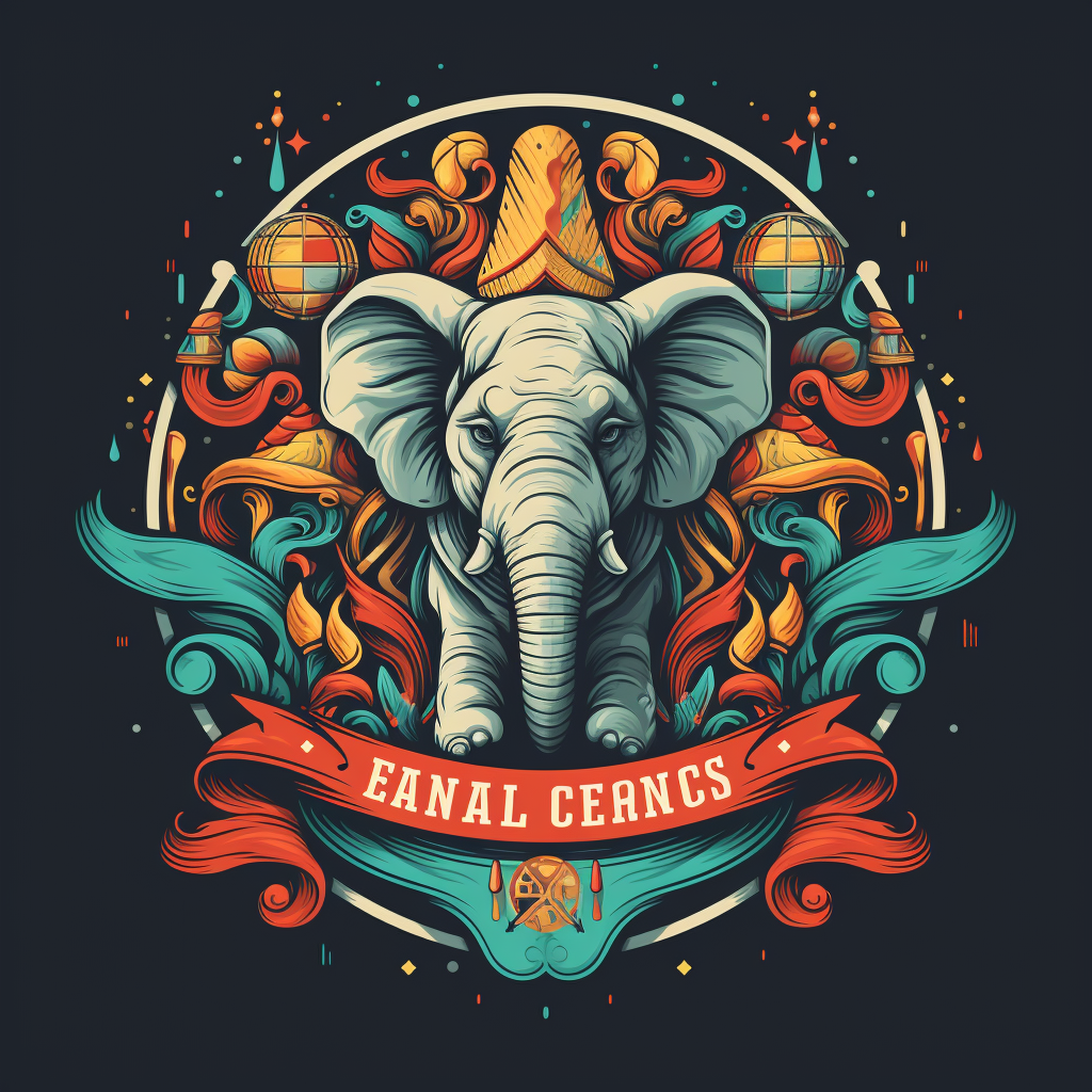 Colorful circus elements logo in digital art