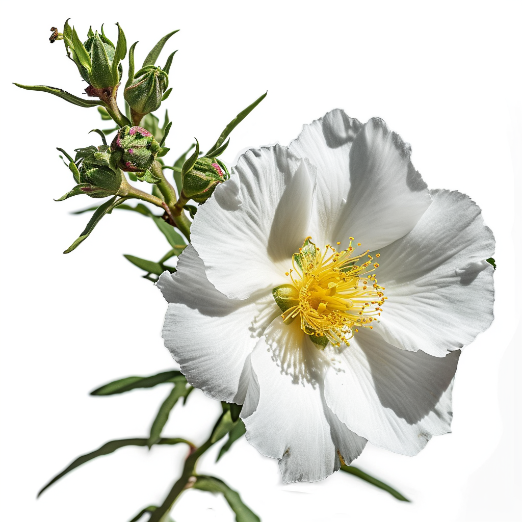 Beautiful Cistus Ladanifer Flower on White Background