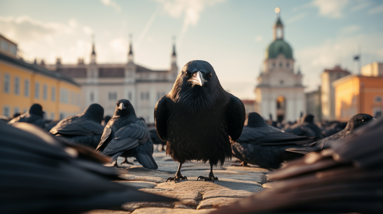 Crow Flock on City Building  ?