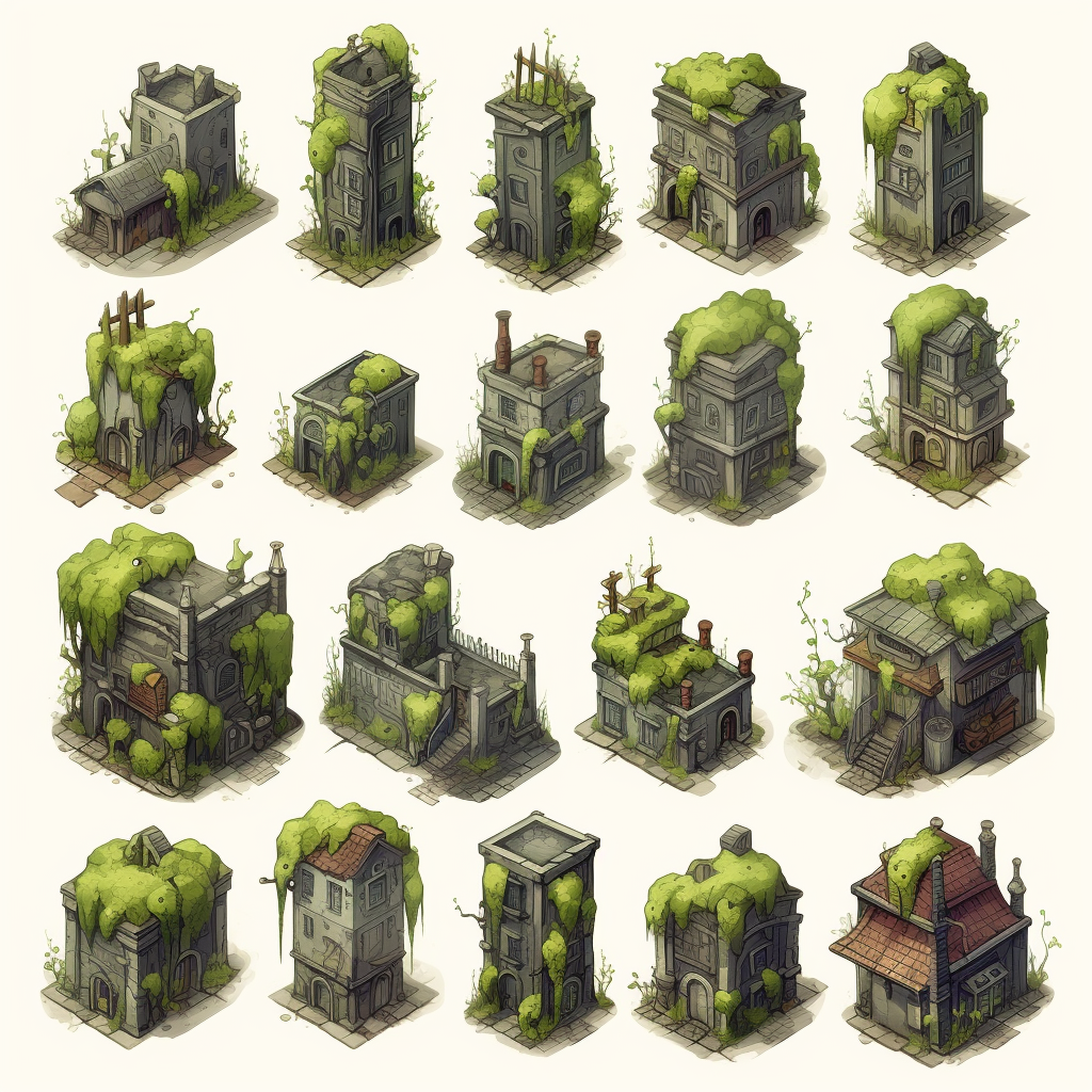 City Building Greenery Icons