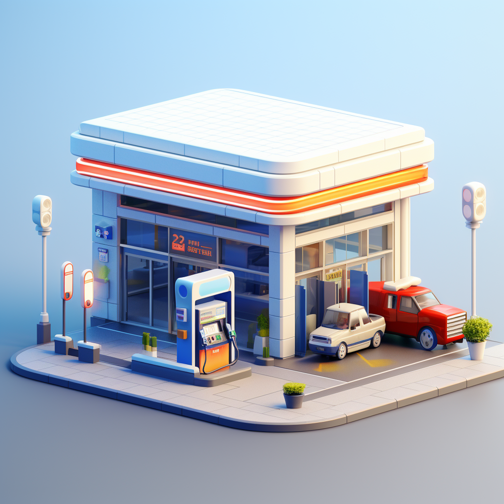 Pixel Art City Gas Station