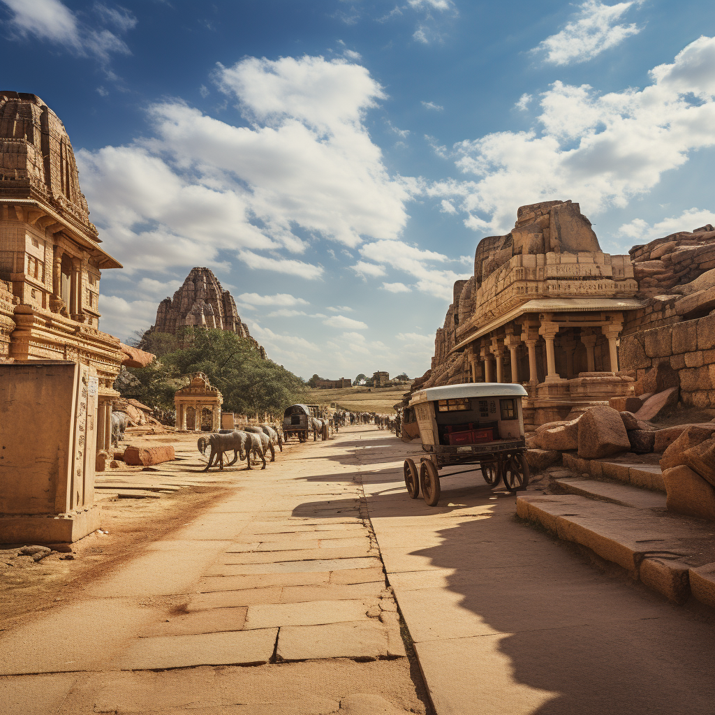 Street View of Hampi's Reconstructed Ancient India