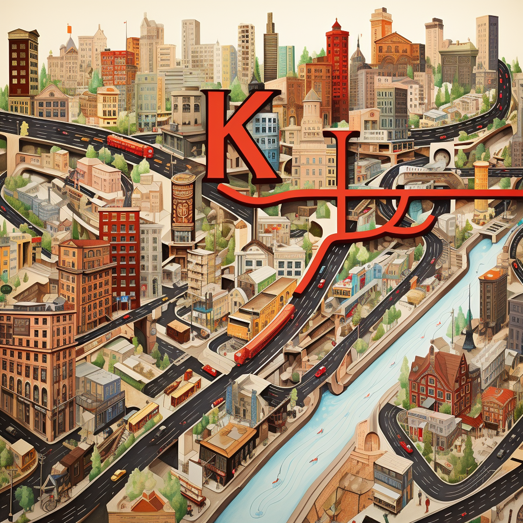 City Map Letter K Streets