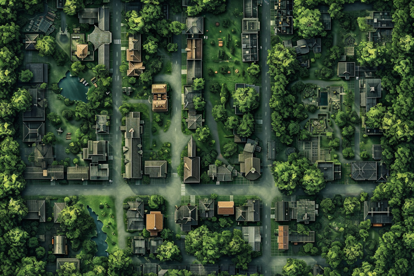 Top-Down View of Dense City Map