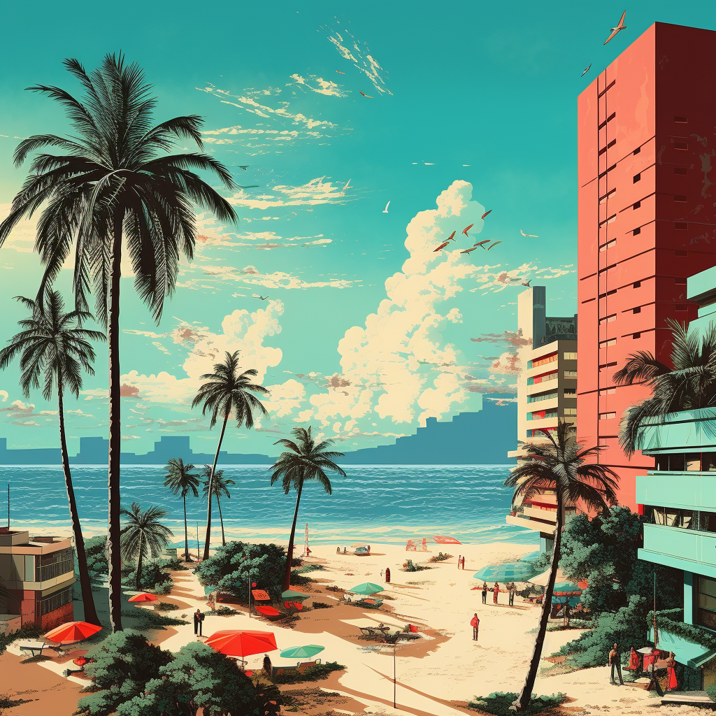 Retro urban aesthetics Brazilian beach city pop