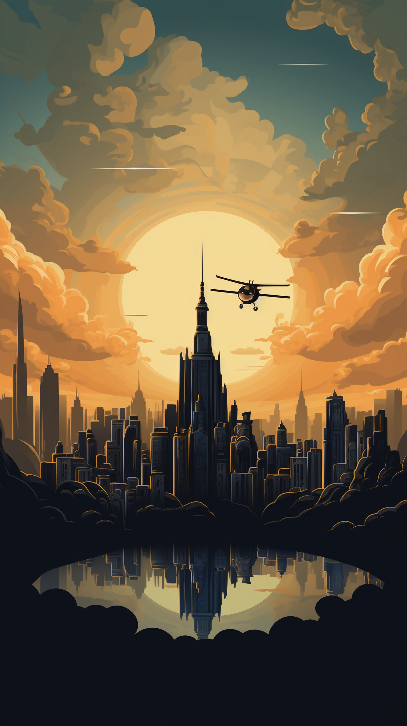 Luxury fly city sky vector