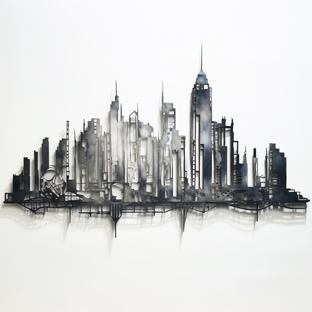 City skyline metal outline photo