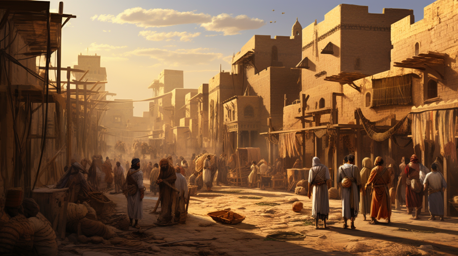 City street in Uruk during Renaissance Sumerian civilization