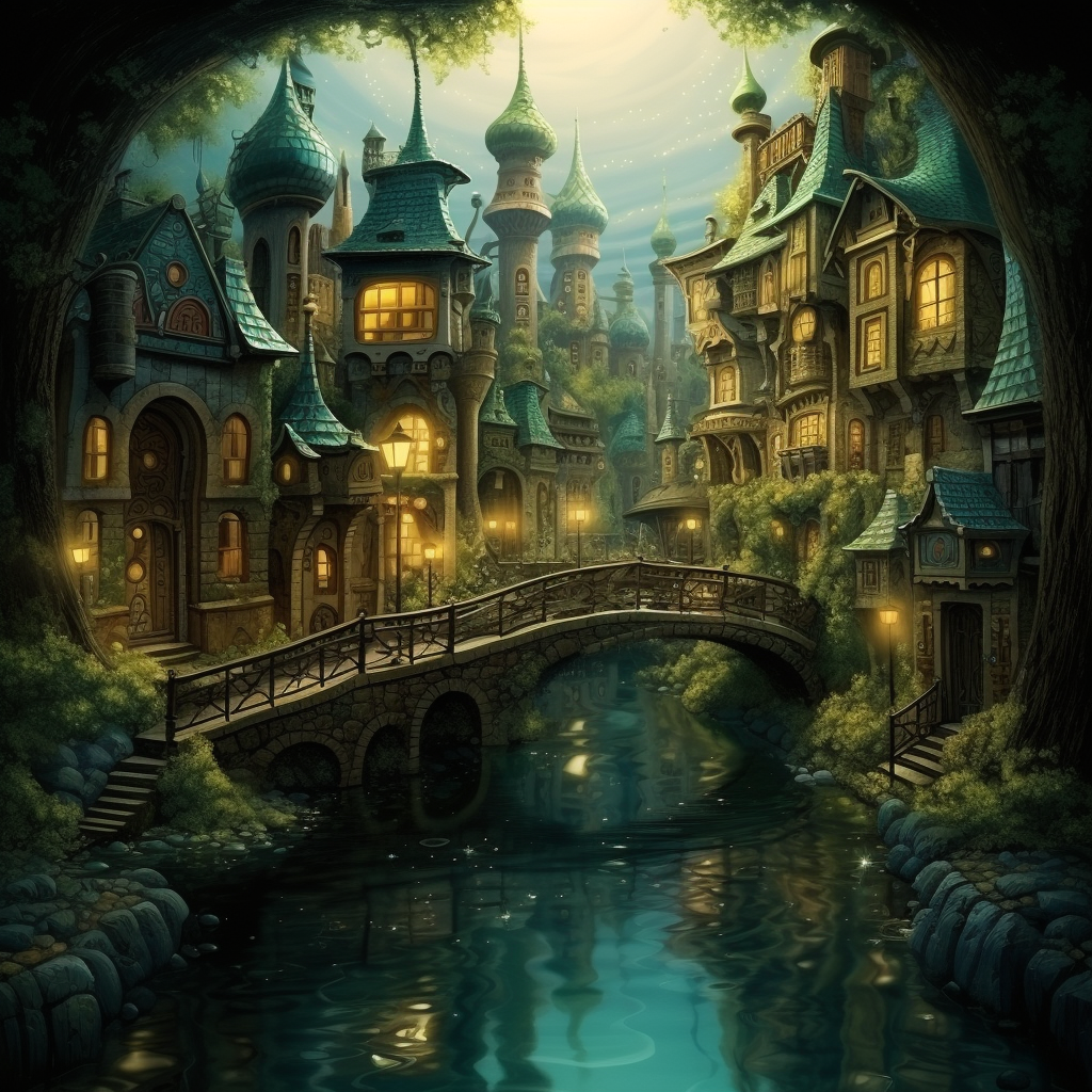 Charming fairy tale city with moat