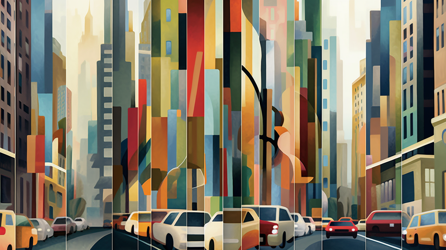 Abstract representation of a vibrant cityscape