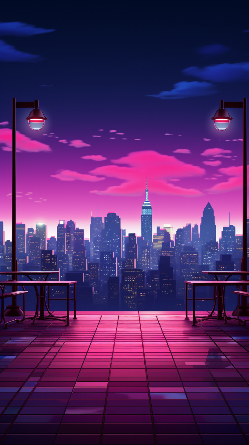 Retro City Background for 80s Advertising