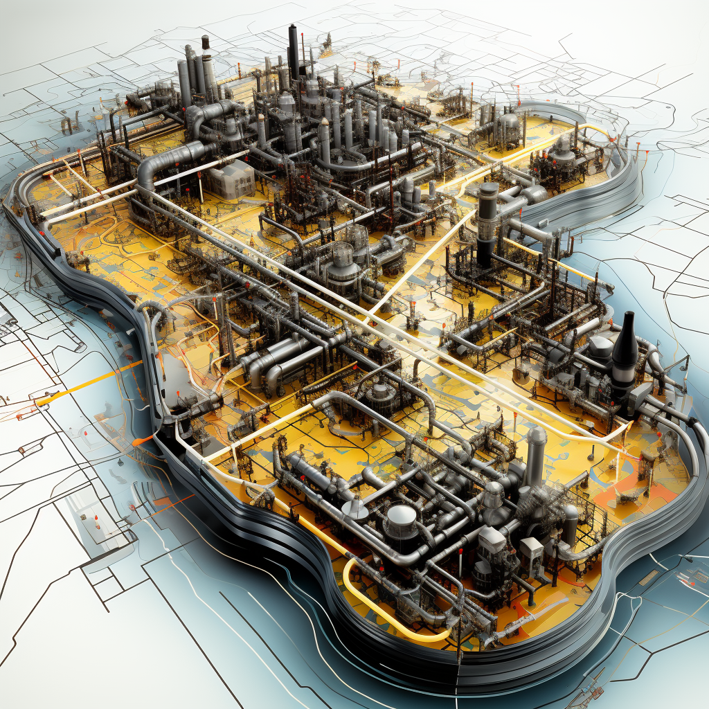 Detailed city gas network map