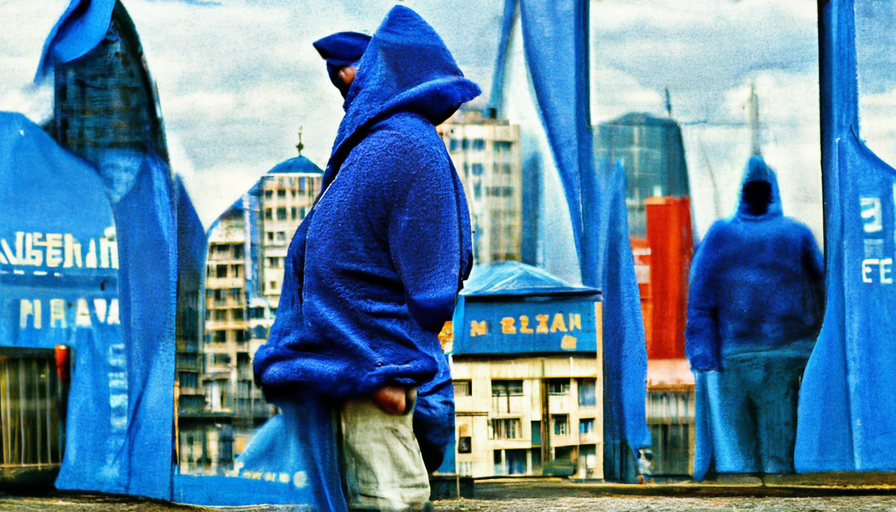 Smiling man wearing a blue hoodie in the city