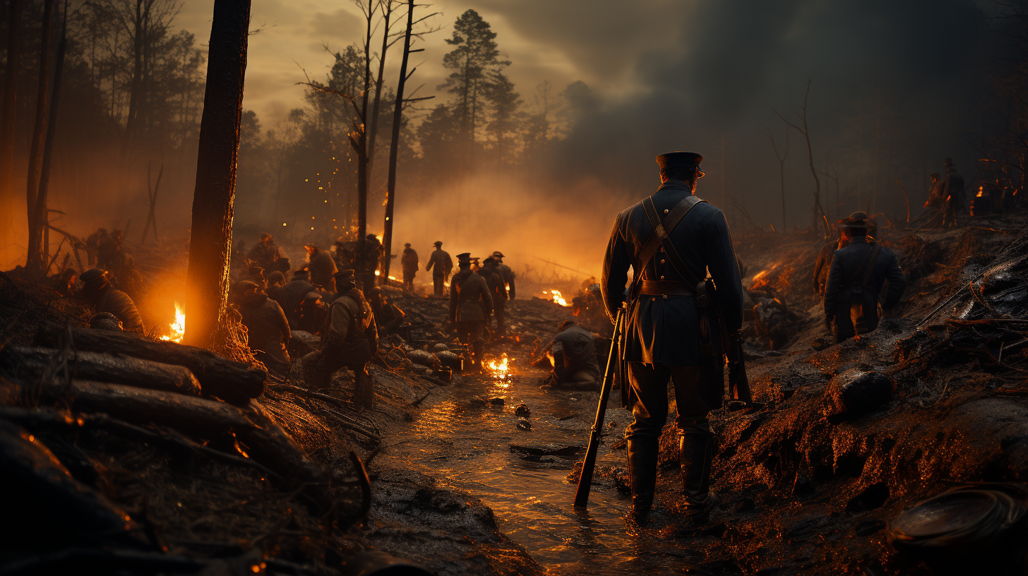 Dead soldiers on Civil War battlefield