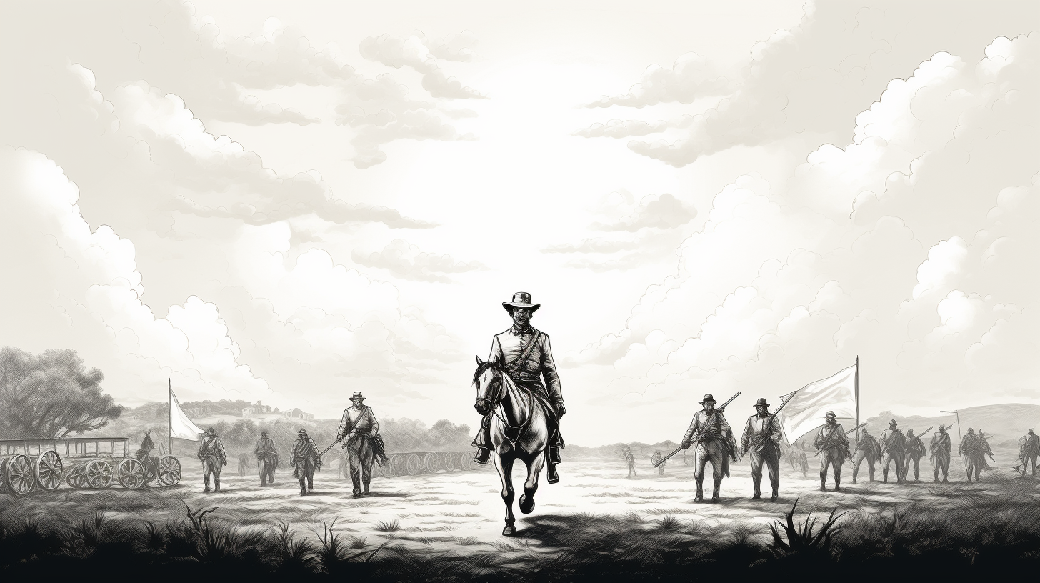 Bold line art of Civil War Era Texas