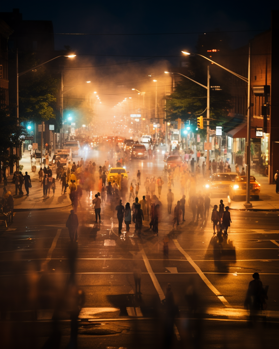 Civil Rights Protest in West Philadelphia in Evening Light