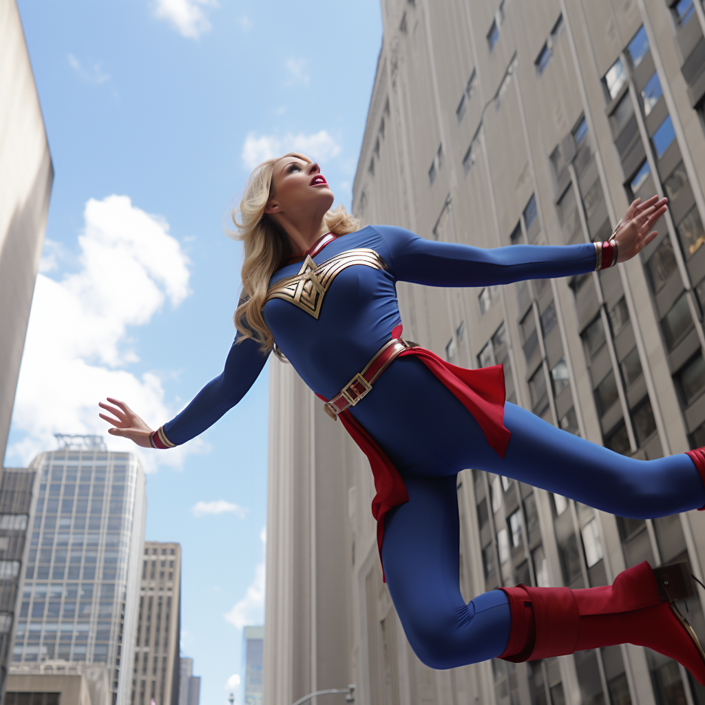 Beth Behrs as Claire Kent transforming into Superwoman