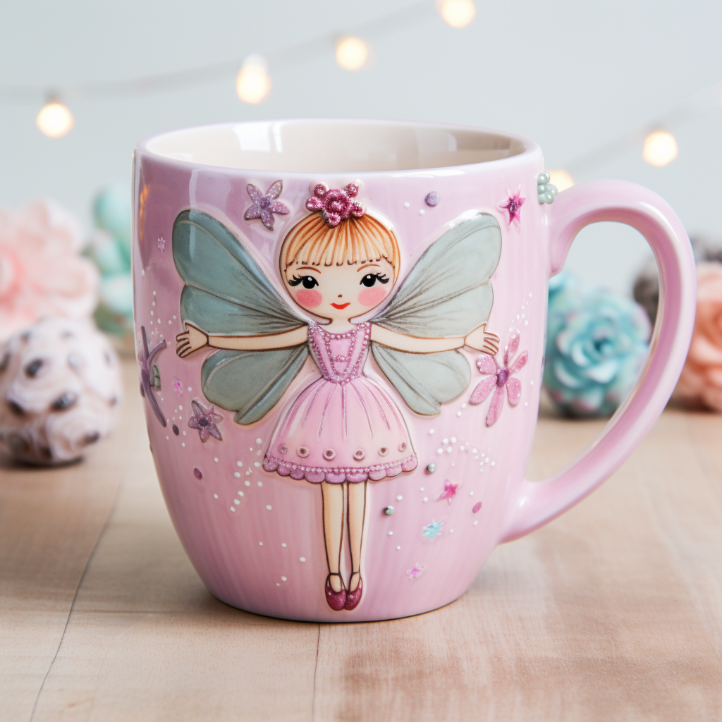 Cute ceramic mug with sugarplum fairy design