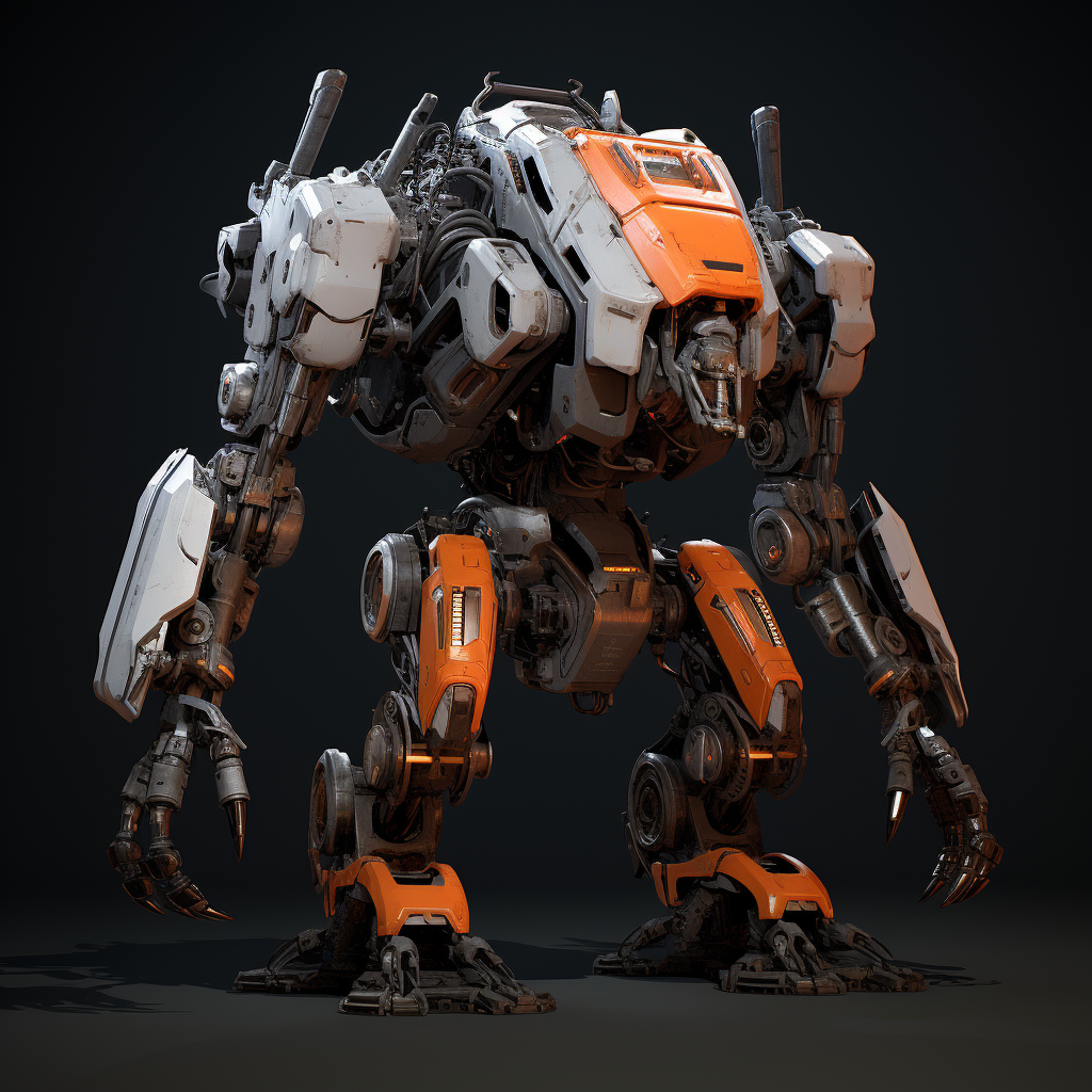 3D mech from Clash of Hams fighting in the dark