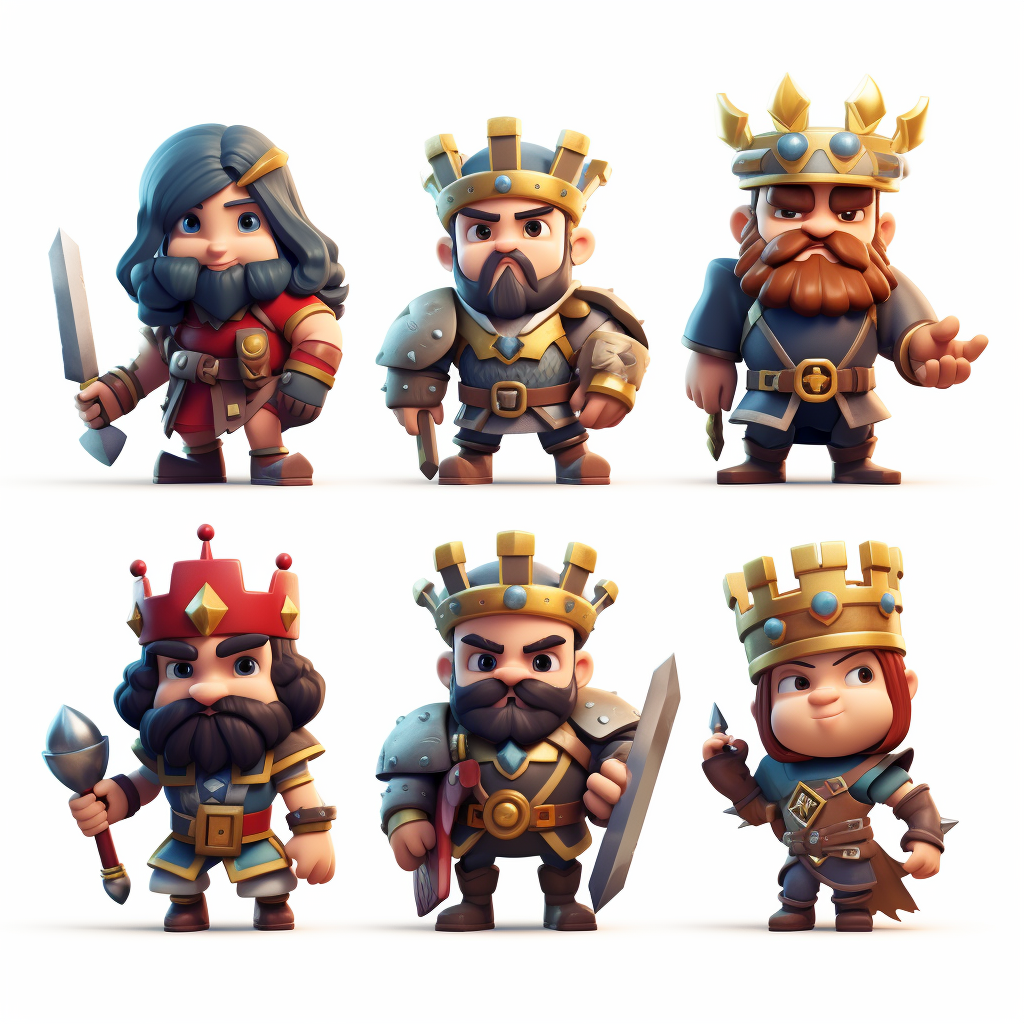 Clash Royal Kings Avatars on White Background