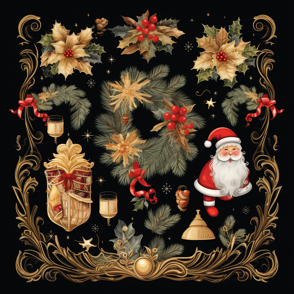 Festive Christmas graphic design on black background